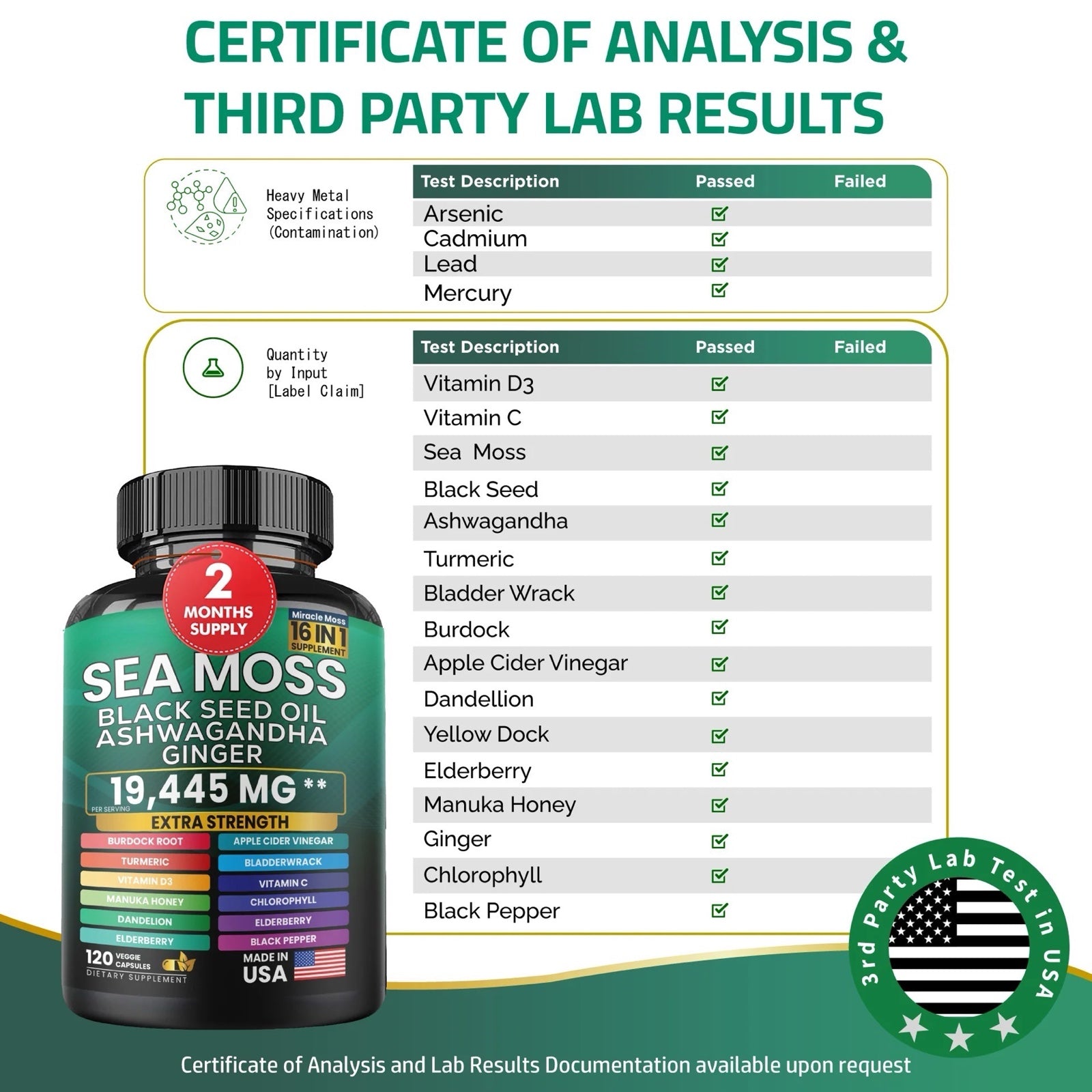 Sea Moss Black Seed Oil Ashwagandha and Burdock Root 16 in 1 Supplement